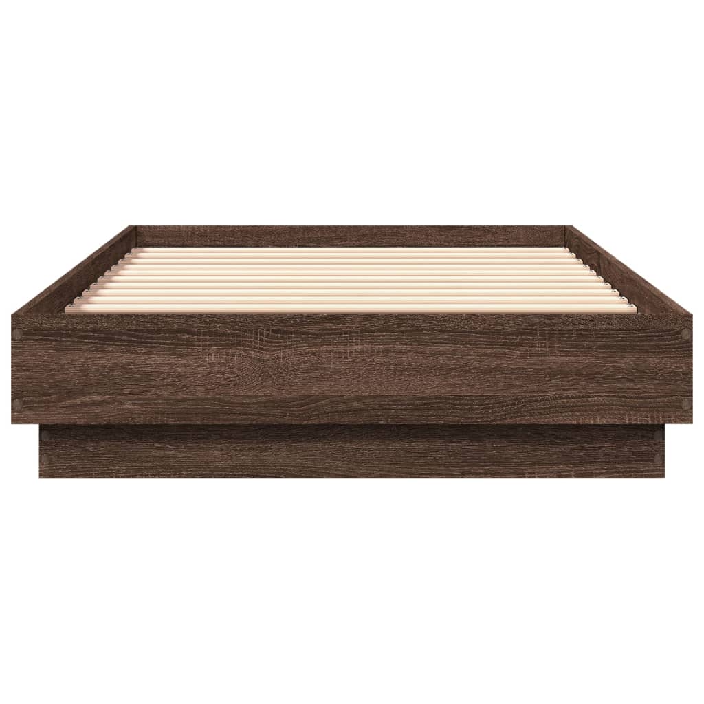Brown Oak Engineered Wood Bed Frame - 75x190 cm Small Single