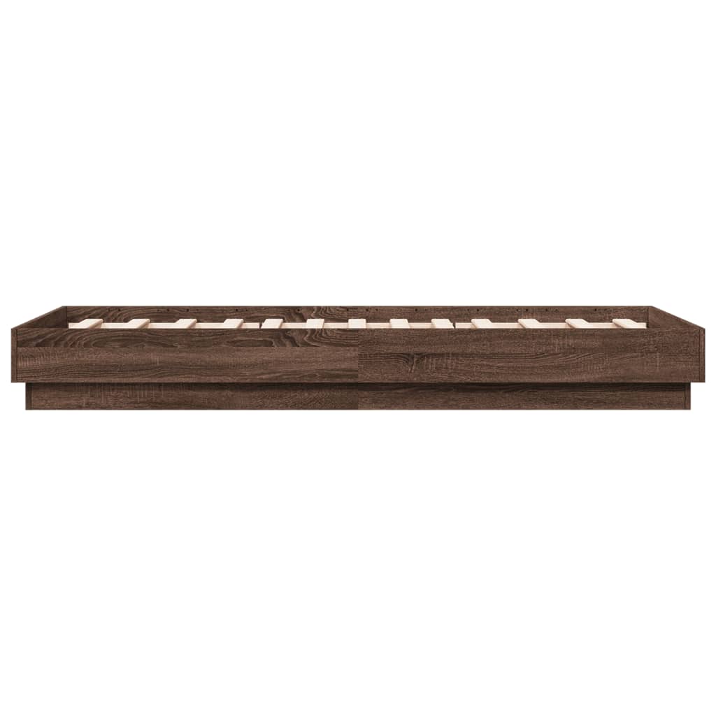 Brown Oak Engineered Wood Bed Frame - 75x190 cm Small Single