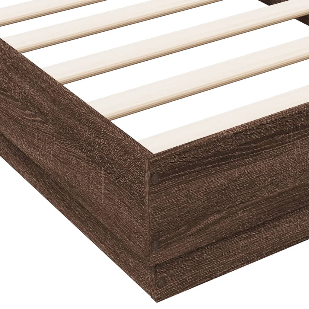 Brown Oak Engineered Wood Bed Frame - 75x190 cm Small Single