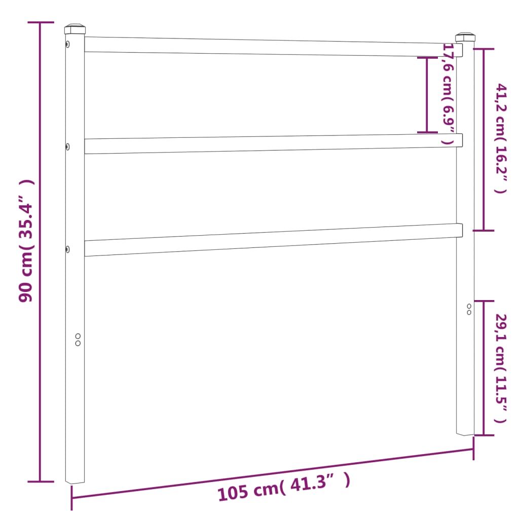 Sleek White Metal Headboard - 100 cm Elegant Design