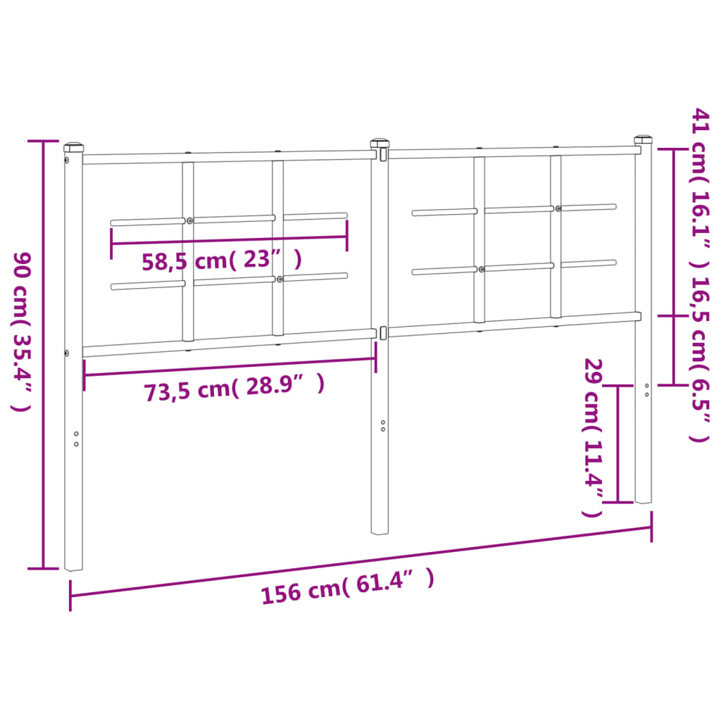 Metal Headboard Black 150 cm