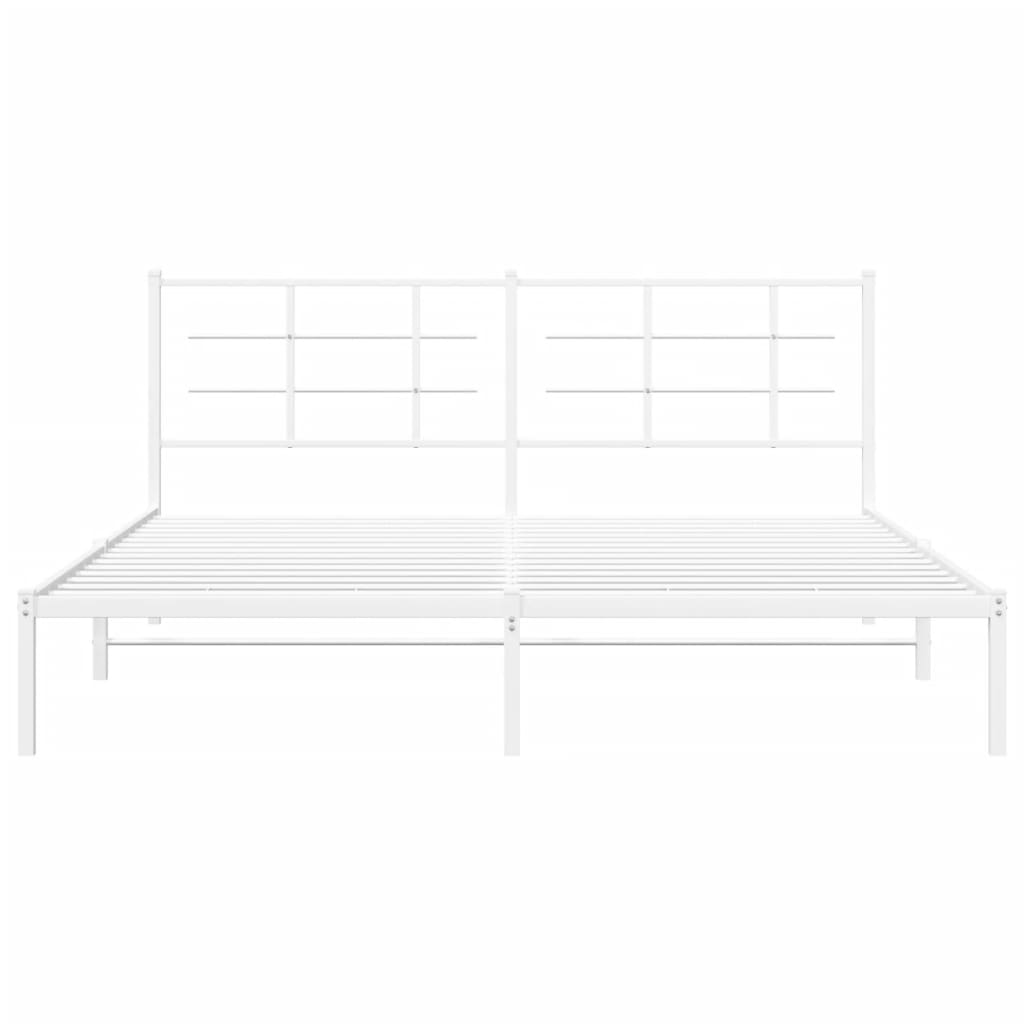 Metal Bed Frame without Mattress with Headboard White 180x200cm