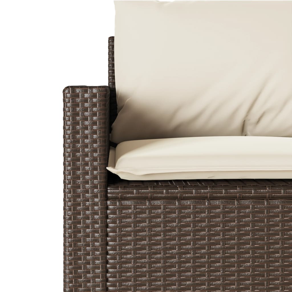 Elegant Brown 3-Seater Poly Rattan Garden Sofa with Cushions