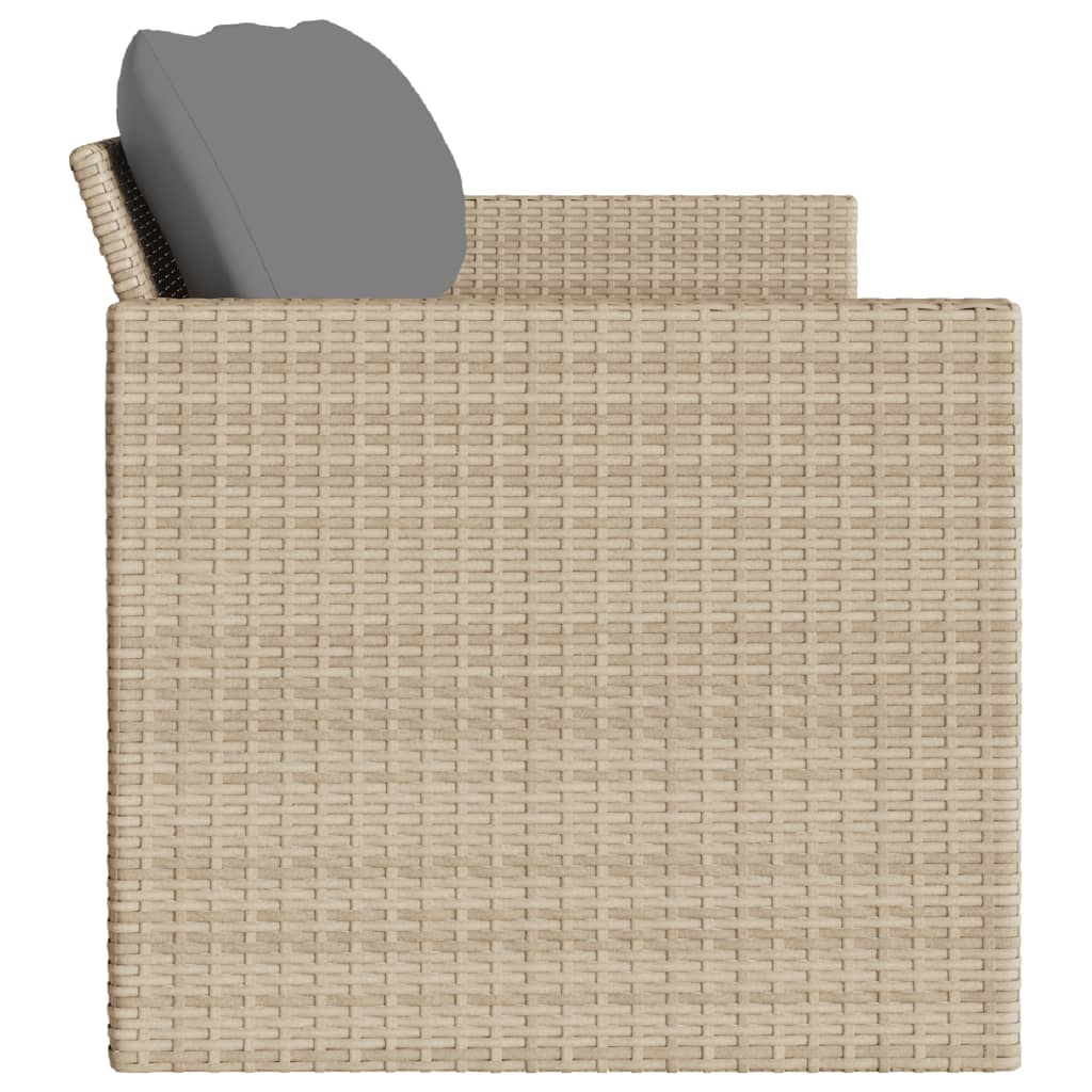 3-Seater Beige Poly Rattan Garden Sofa with Cushions