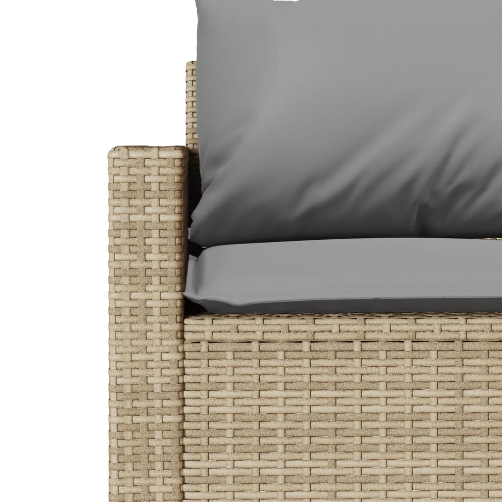 3-Seater Beige Poly Rattan Garden Sofa with Cushions