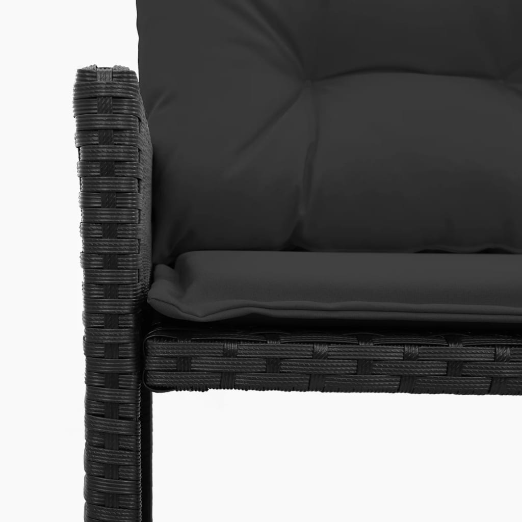 Elegant L-Shaped Black Poly Rattan Garden Sofa Set with Table & Cushions