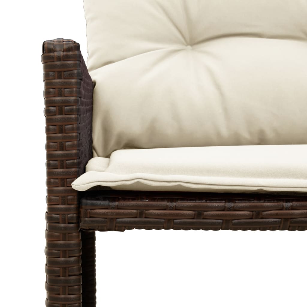 Brown Poly Rattan L-Shaped Garden Sofa with Table & Cushions