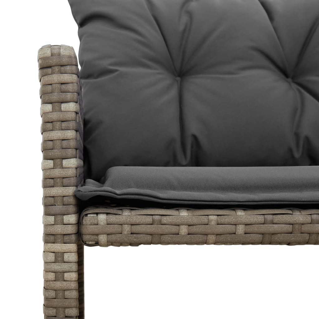 L-Shaped Grey Poly Rattan Garden Sofa Set with Table & Cushions