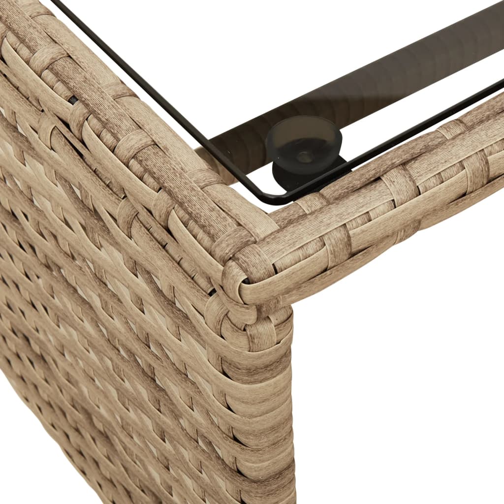 Beige L-Shaped Poly Rattan Garden Sofa Set with Table & Cushions