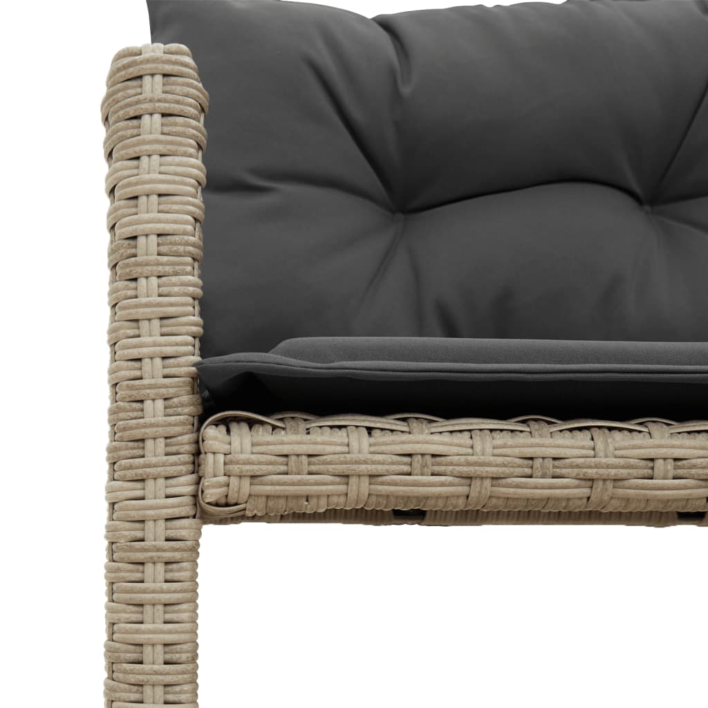 L-Shaped Light Grey Poly Rattan Garden Sofa Set with Table & Cushions