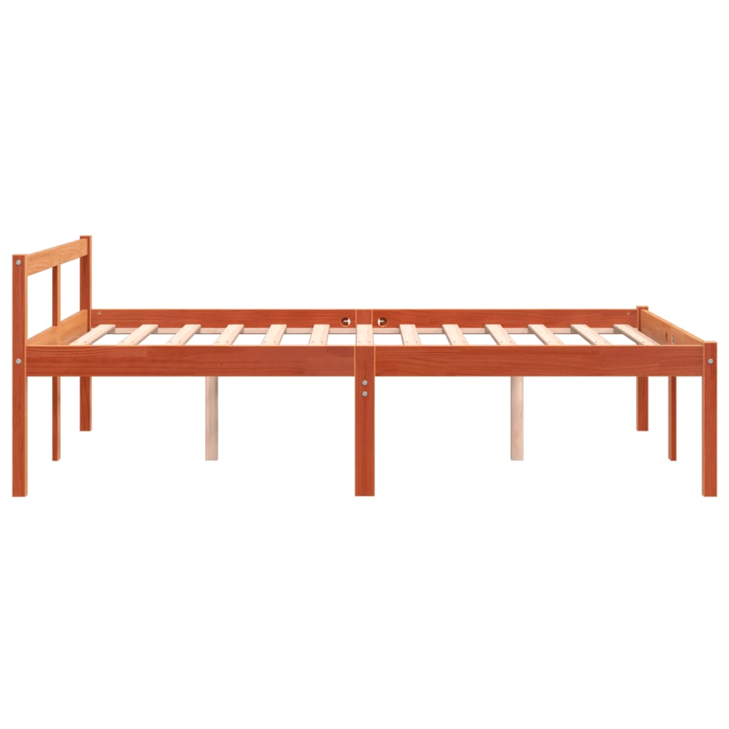 Solid Pine Wax Brown Double Bed 135x190 cm - No Mattress Included