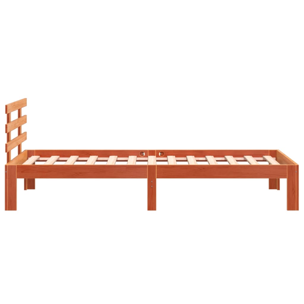Solid Pine Wood Bed Frame, Wax Brown 75x190 cm Small Single