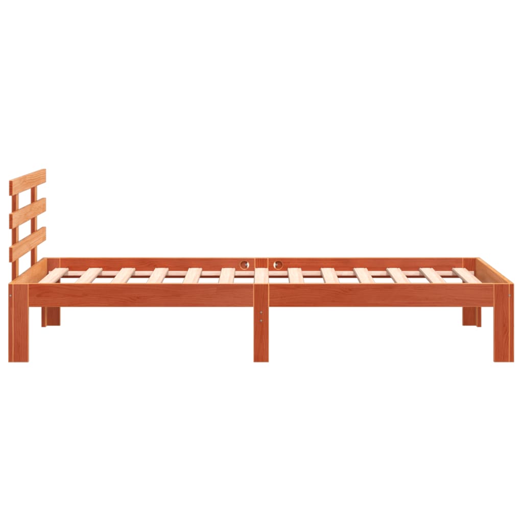 Solid Pine Wood Bed Frame, Wax Brown, 100x200 cm