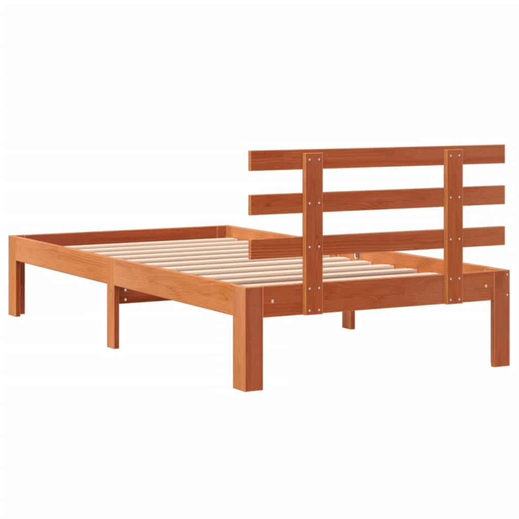 Solid Pine Wood Bed Frame, Wax Brown, 100x200 cm