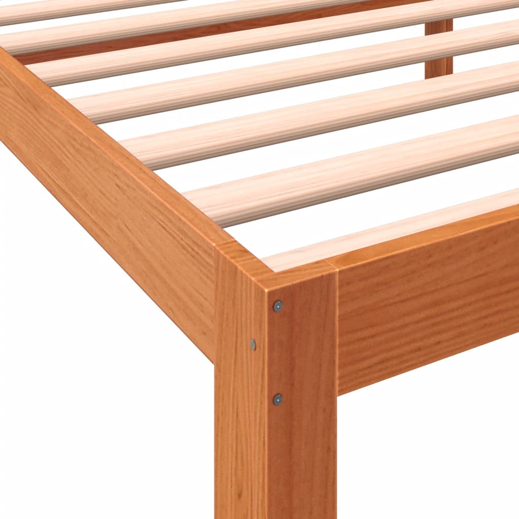 Solid Pine Wood Bed Frame, Wax Brown, 100x200 cm