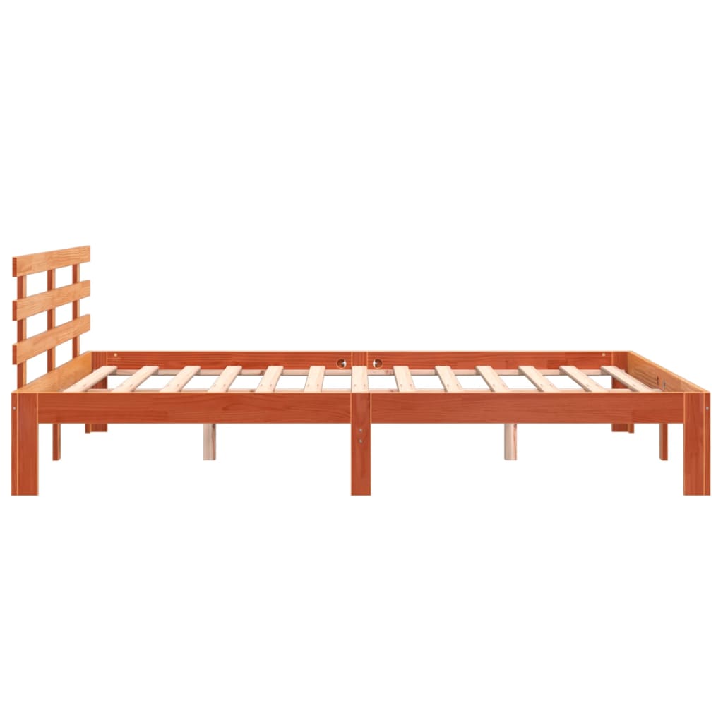 King Size Solid Pine Bed Frame, Wax Brown 150x200 cm