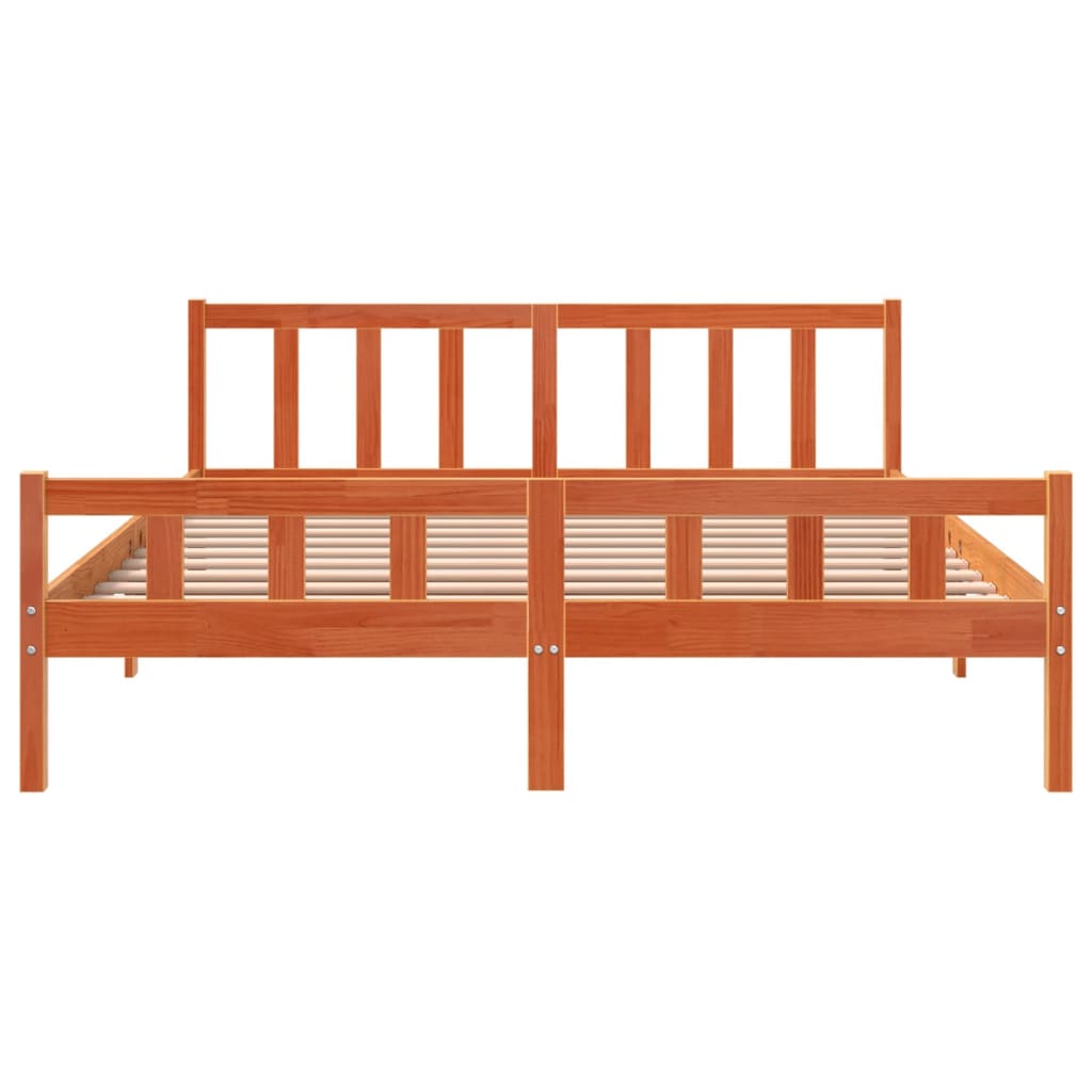 Solid Pine Bed Frame Wax Brown 160x200 cm - No Mattress Included