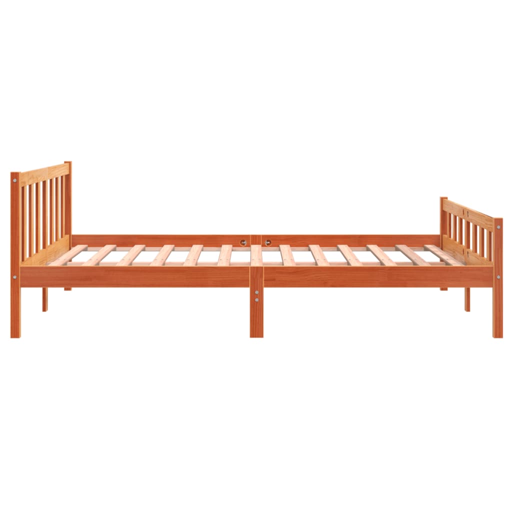 Solid Pine Bed Frame Wax Brown 160x200 cm - No Mattress Included