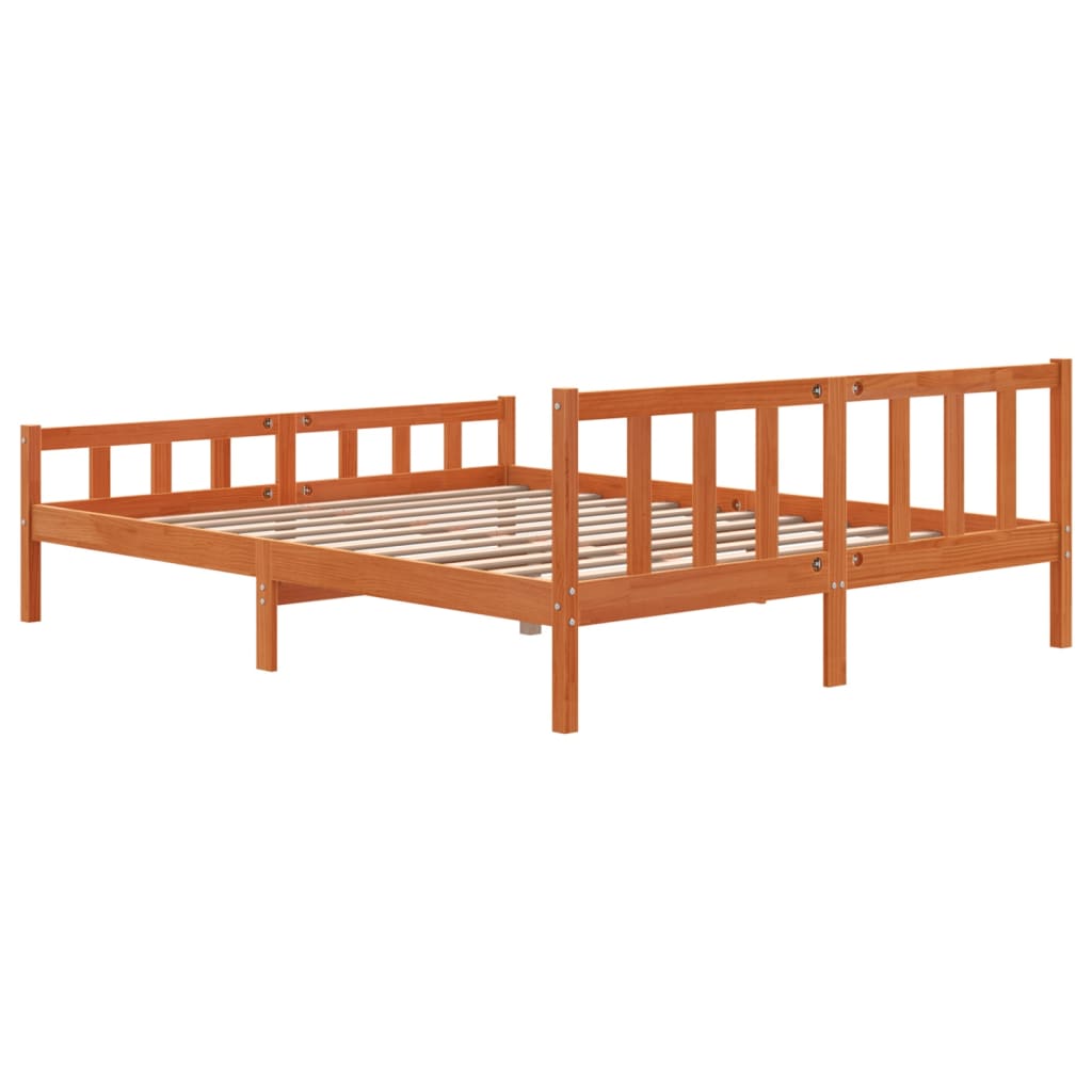 Solid Pine Bed Frame Wax Brown 160x200 cm - No Mattress Included