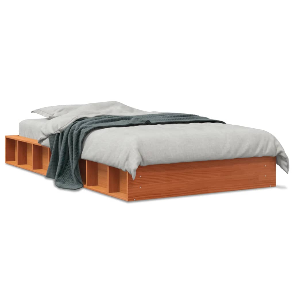Solid Pine Bed Frame, Wax Brown, 90x200 cm - No Mattress Included