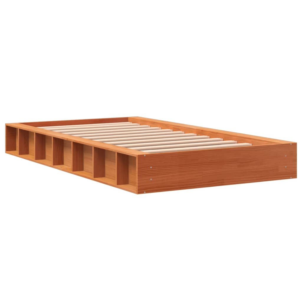 Solid Pine Bed Frame, Wax Brown, 90x200 cm - No Mattress Included