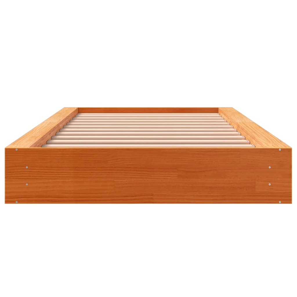Solid Pine Bed Frame, Wax Brown, 90x200 cm - No Mattress Included