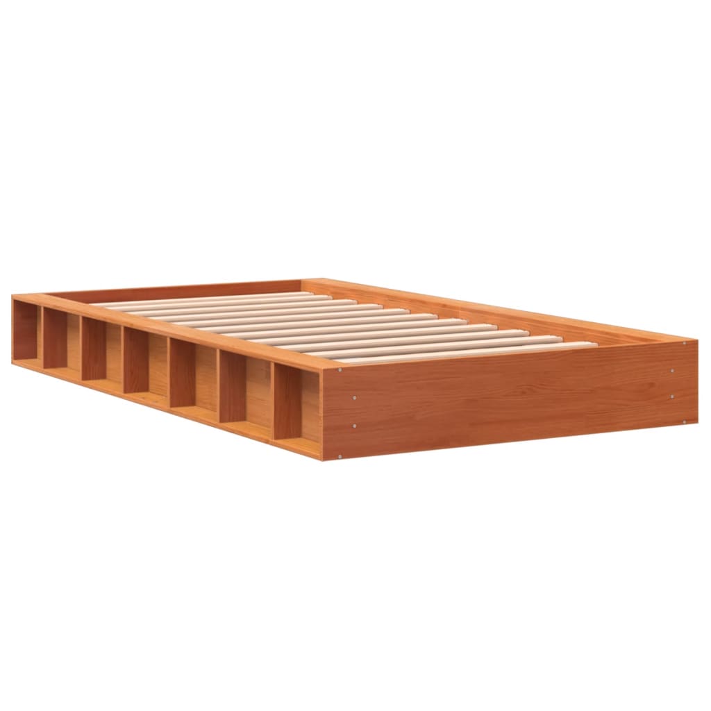 Solid Pine Bed Frame, Wax Brown, 90x200 cm - No Mattress Included