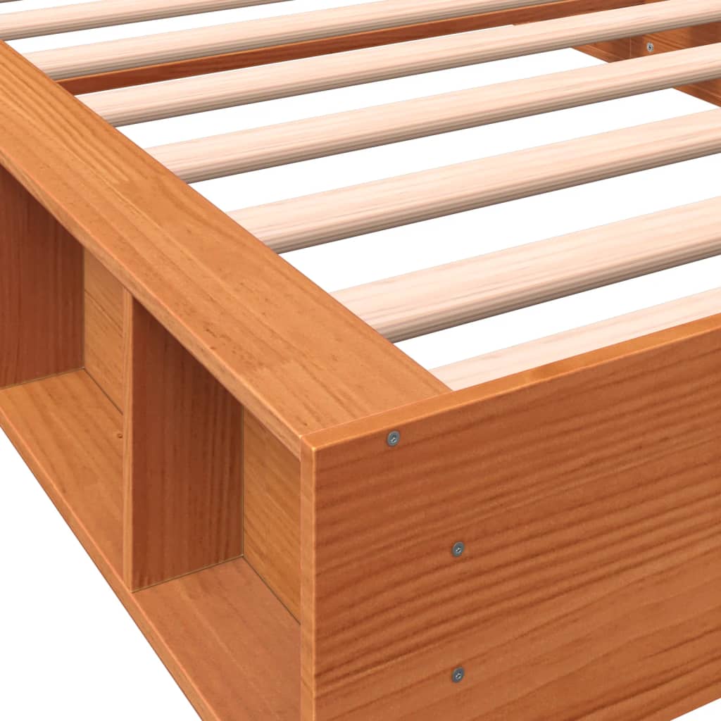Solid Pine Bed Frame, Wax Brown, 90x200 cm - No Mattress Included