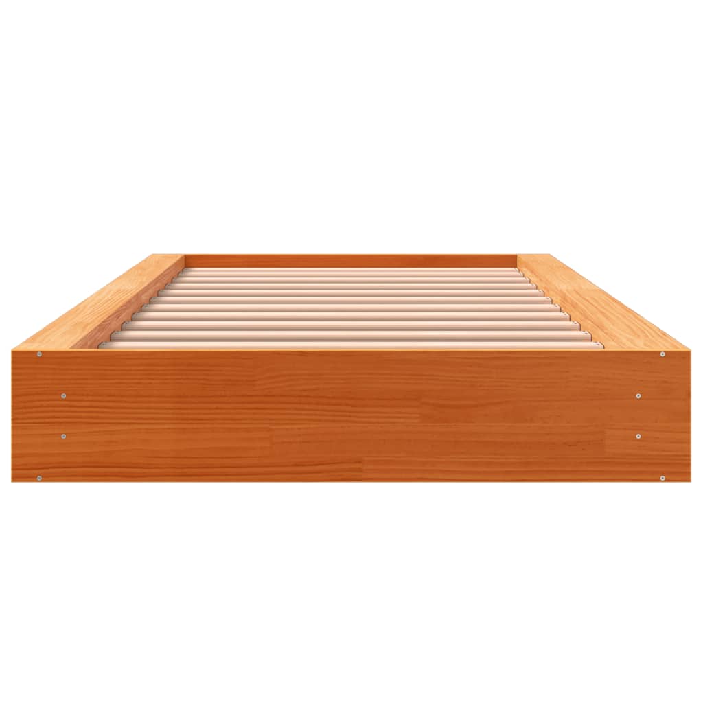 Solid Pine Wood Bed Frame, Wax Brown, 90x190 cm - Single Size