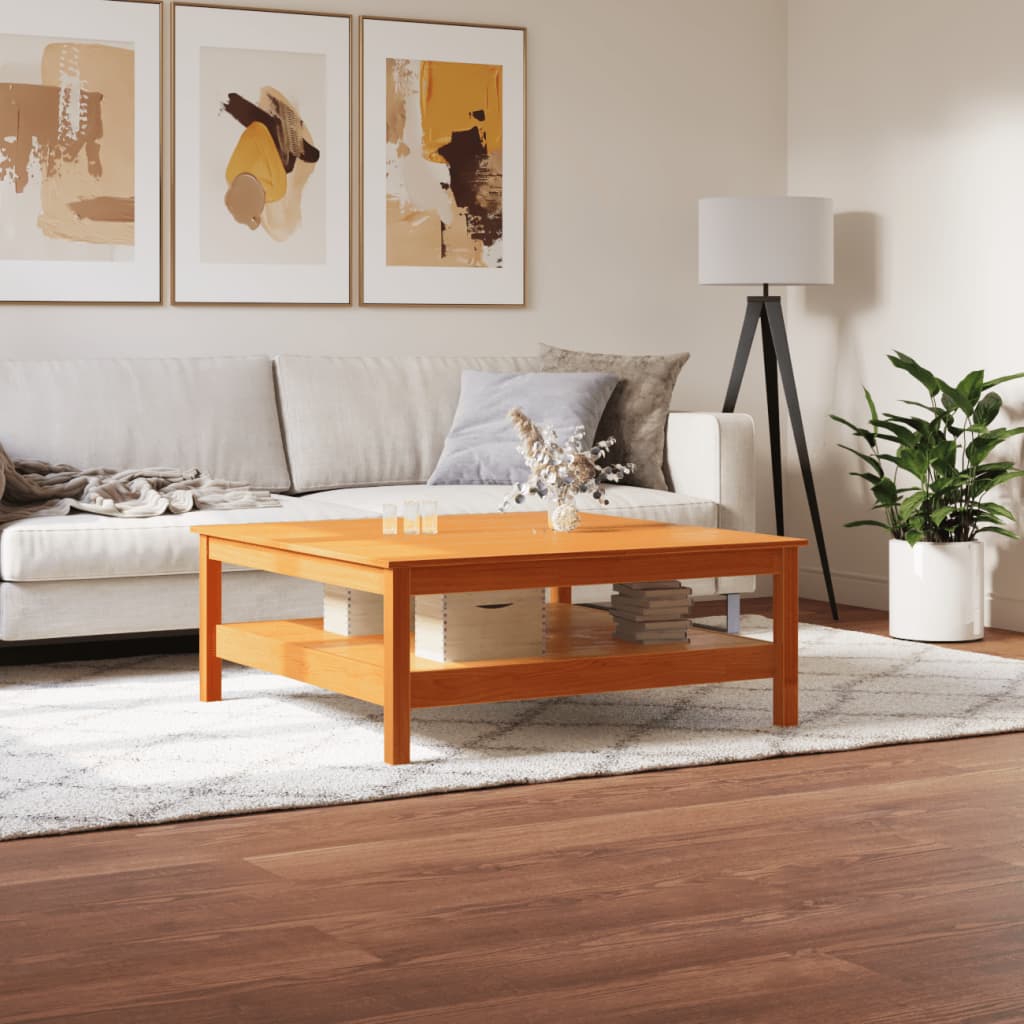 Coffee Table Wax Brown 100x100x40 cm Solid Wood Pine