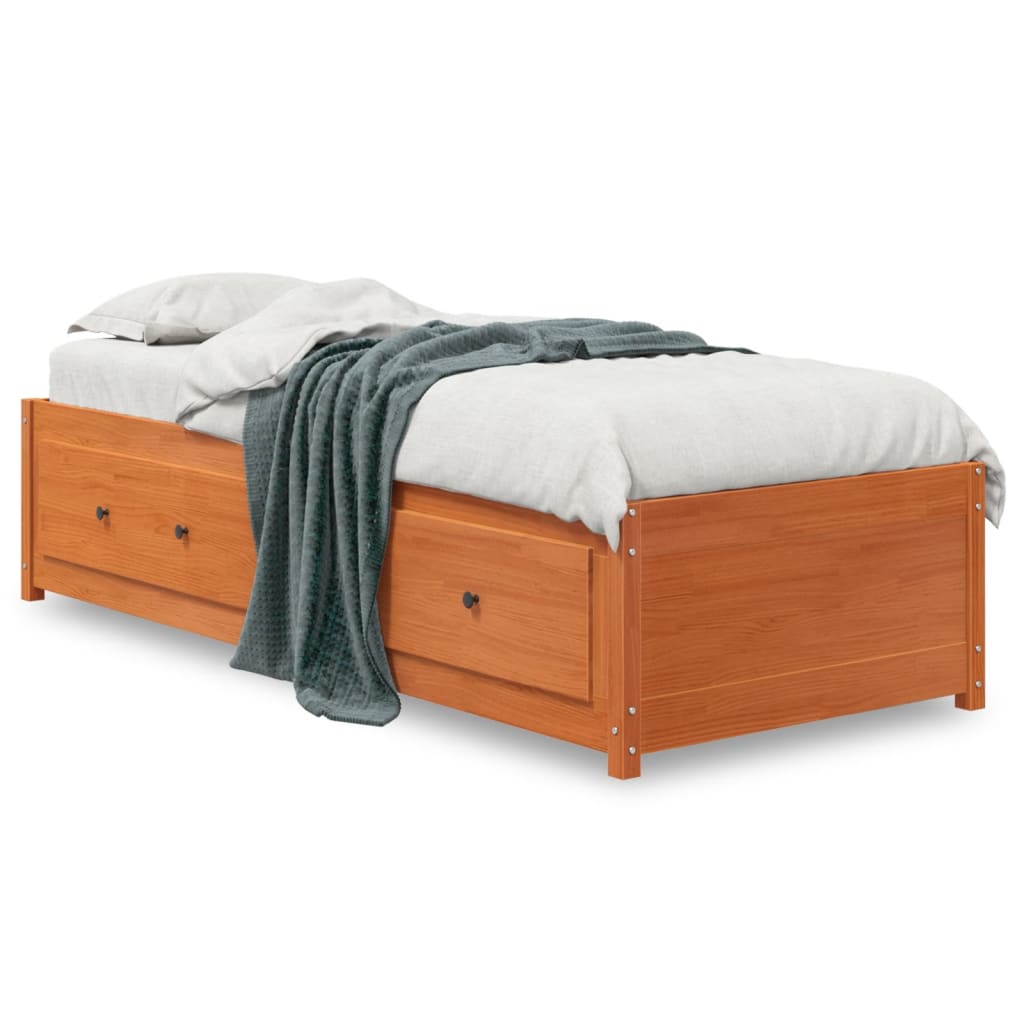 Wax Brown Solid Pine Day Bed Frame 90x200 cm - No Mattress