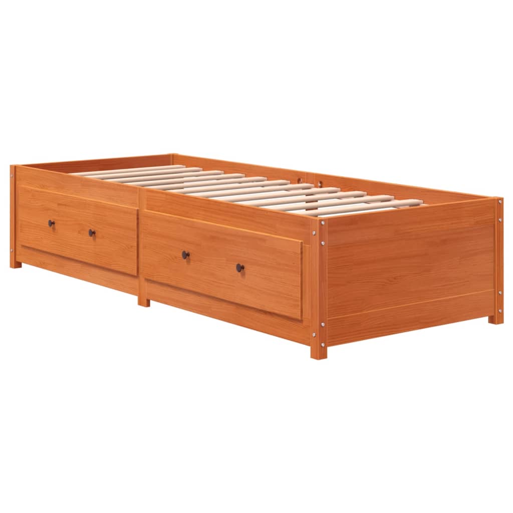 Wax Brown Solid Pine Day Bed Frame 90x200 cm - No Mattress