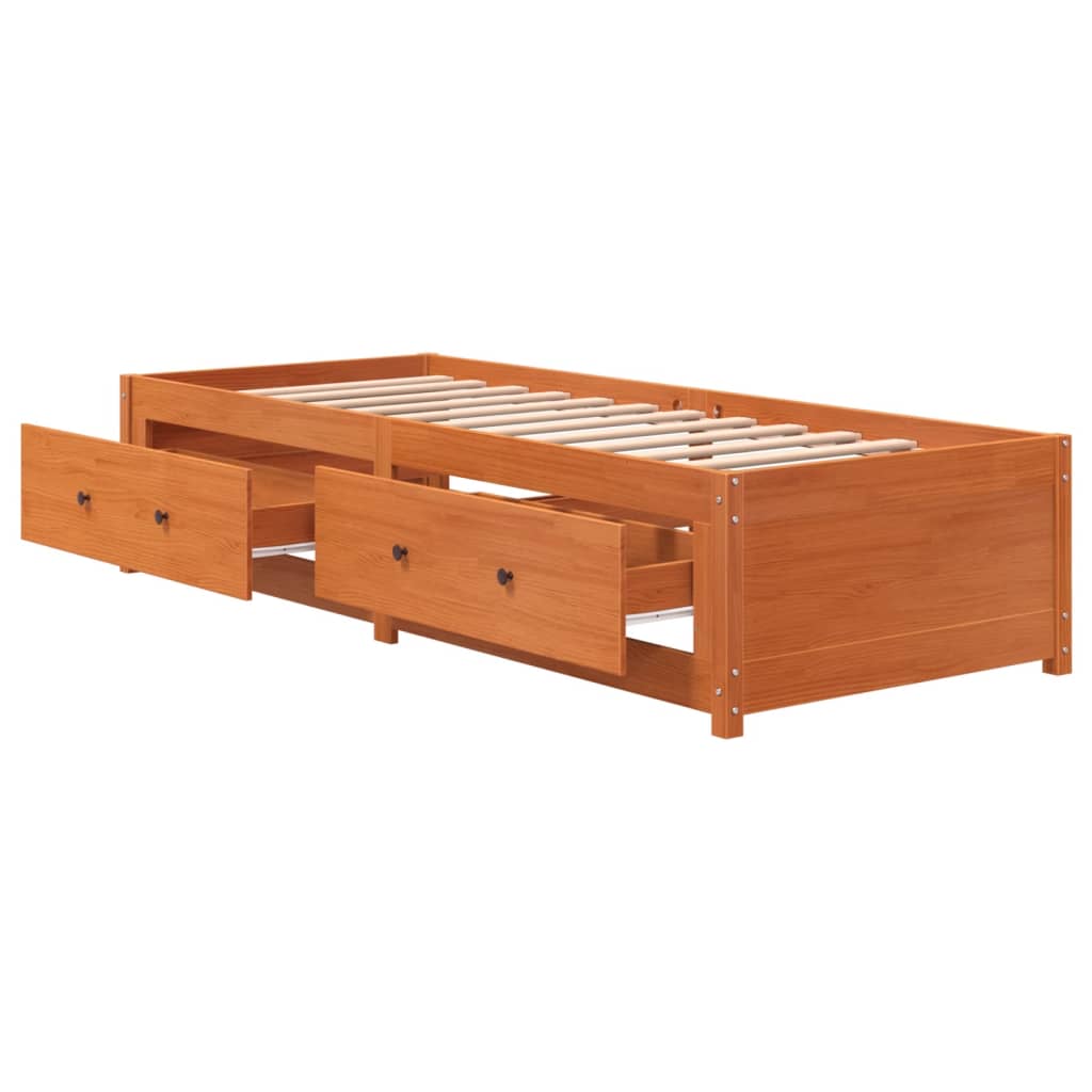 Wax Brown Solid Pine Day Bed Frame 90x200 cm - No Mattress