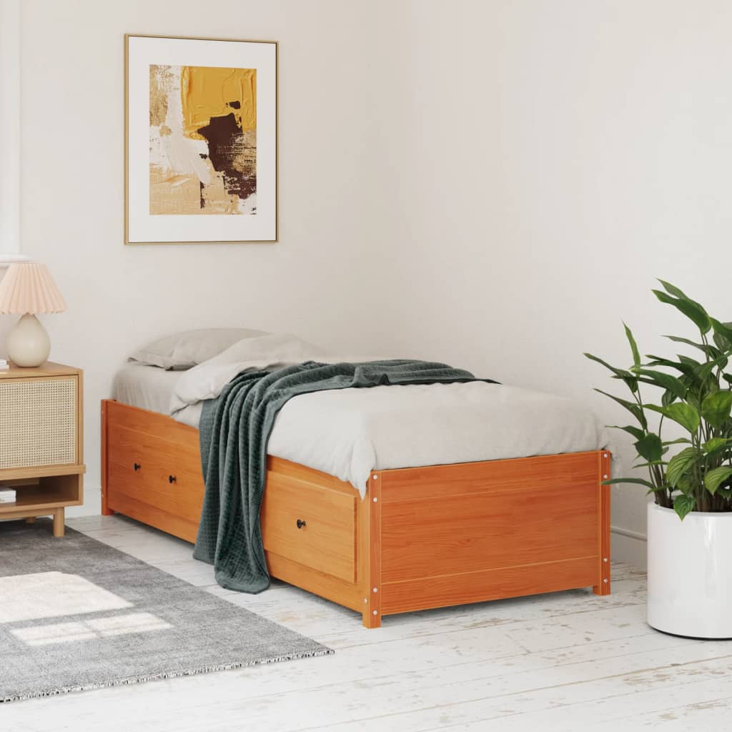 Wax Brown Solid Pine Day Bed Frame 90x200 cm - No Mattress