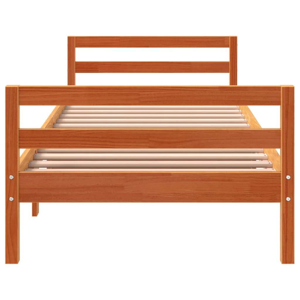 Solid Pine Wood Bed Frame Wax Brown 90x200 cm - Mattress Not Included
