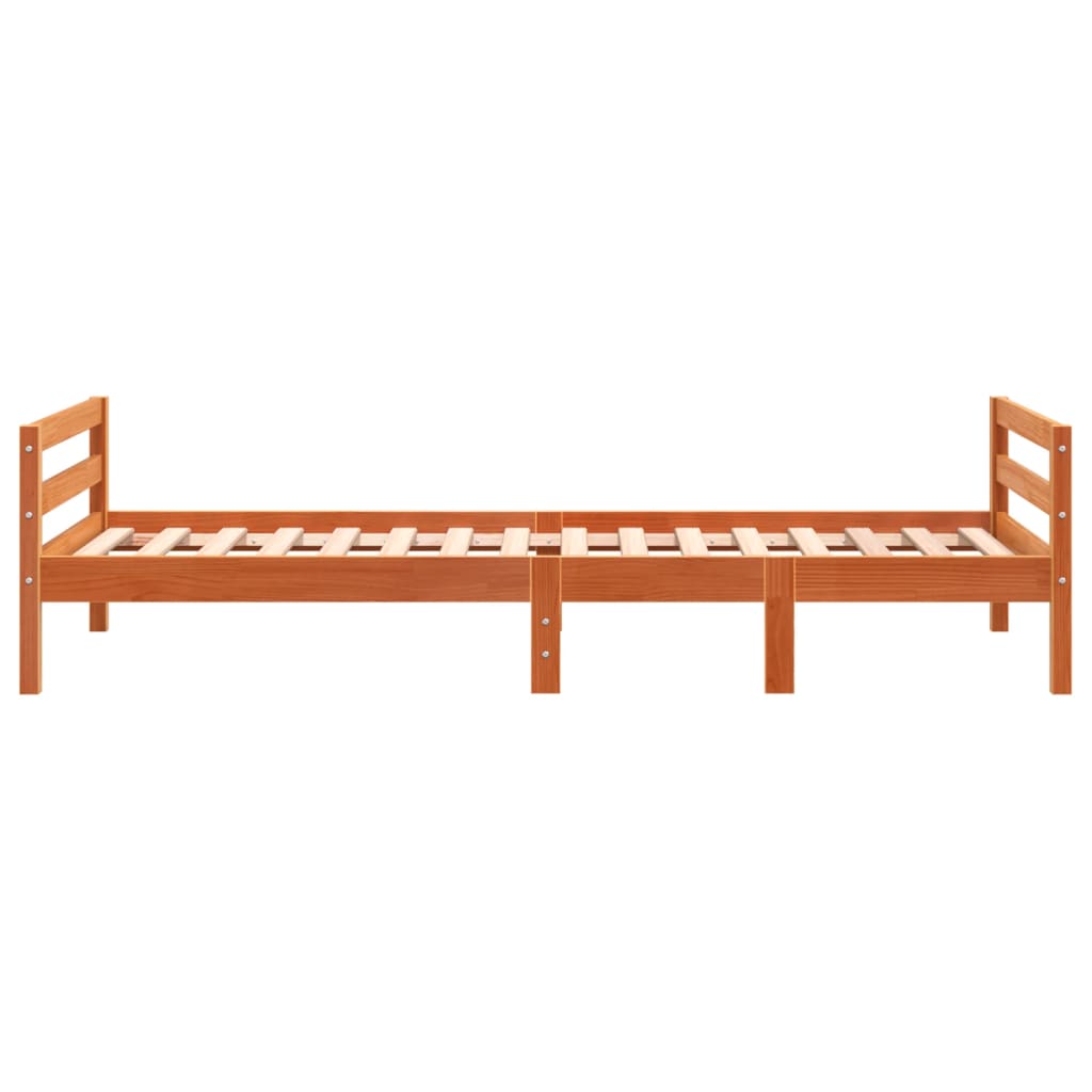 Solid Pine Wood Bed Frame Wax Brown 90x200 cm - Mattress Not Included