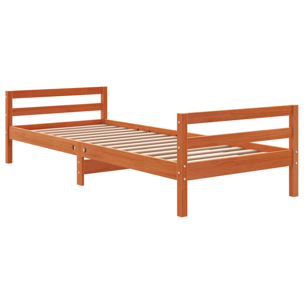 Solid Pine Wood Bed Frame Wax Brown 90x200 cm - Mattress Not Included
