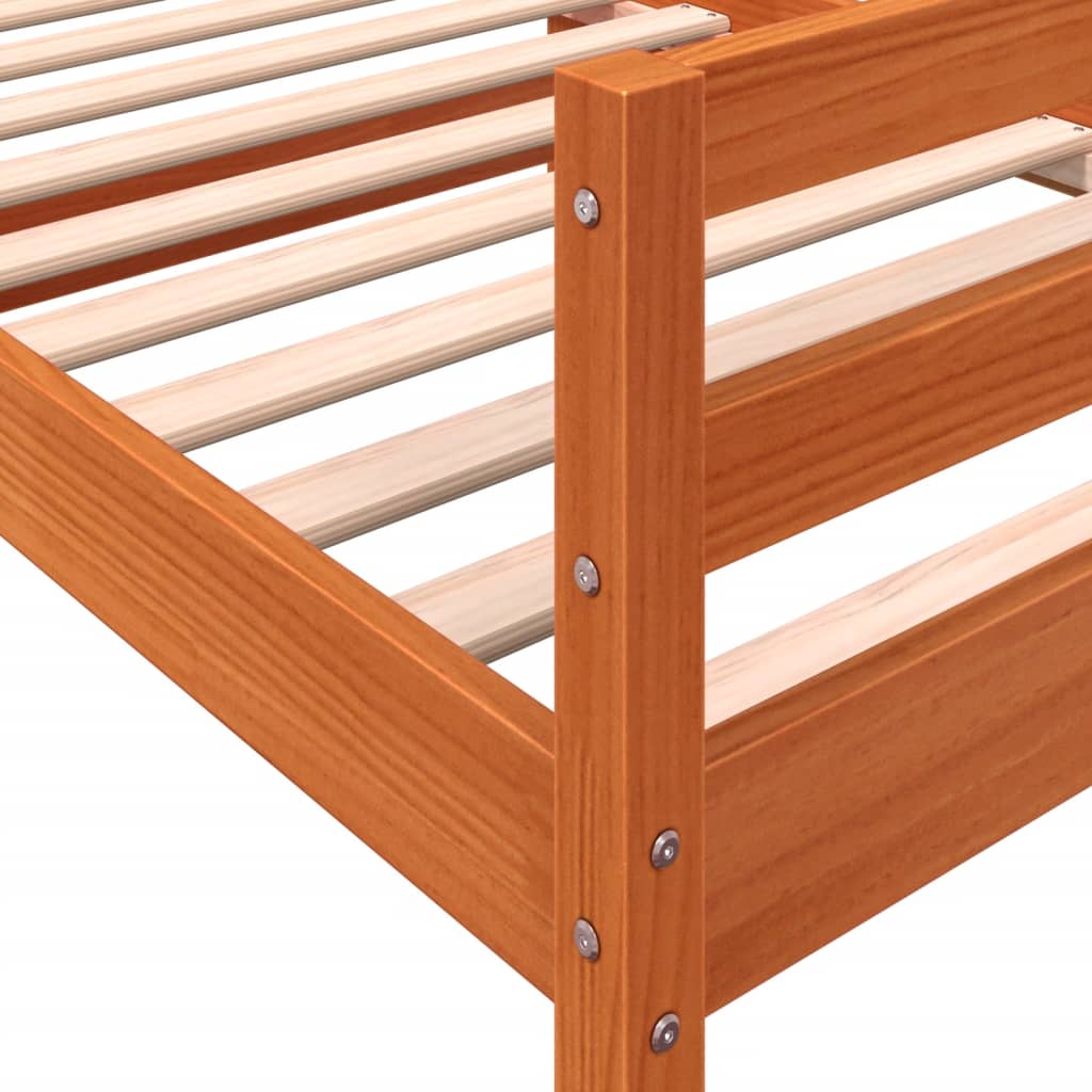 Solid Pine Wood Bed Frame Wax Brown 90x200 cm - Mattress Not Included