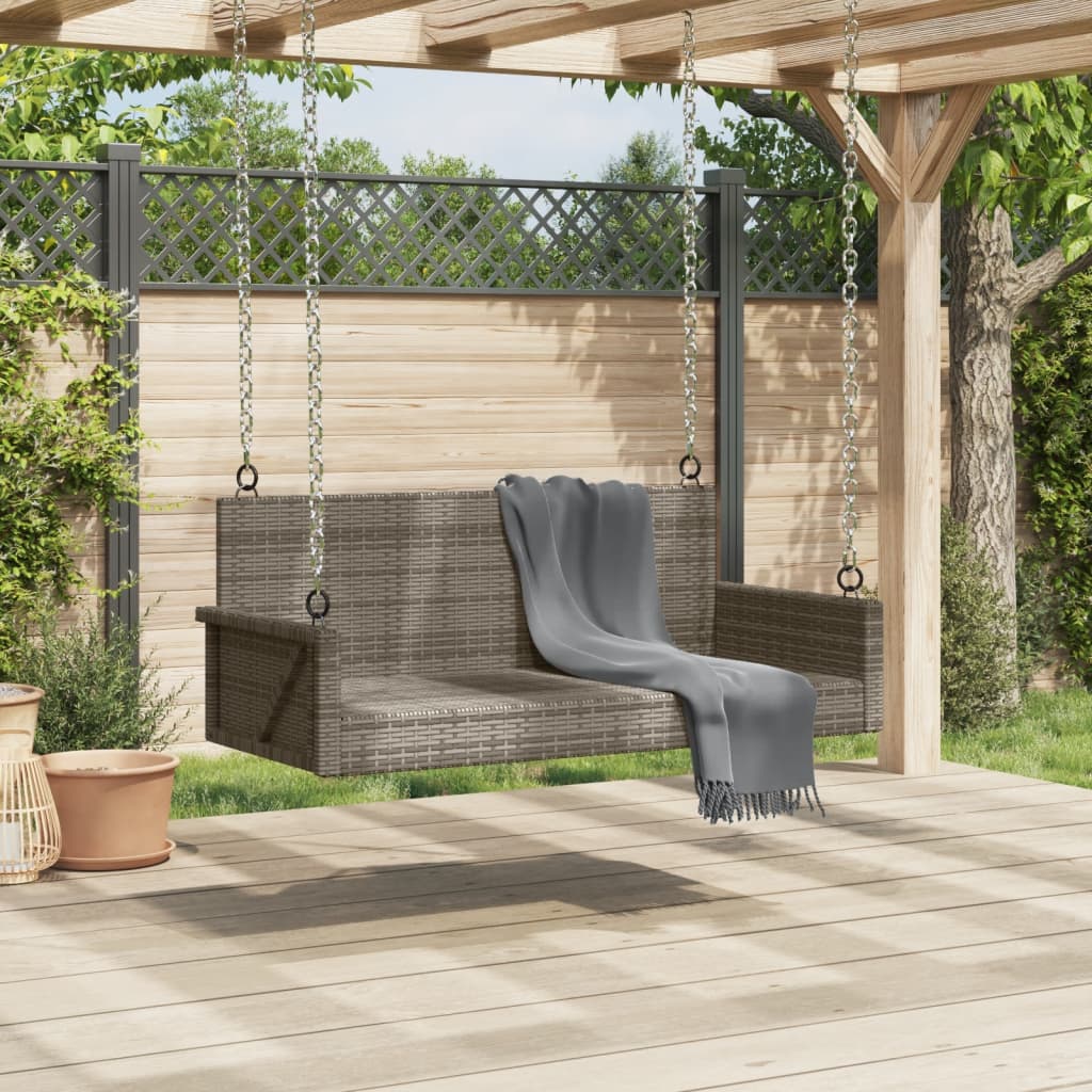 Outdoor Swing Bench Grey - 119x56x48 cm Poly Rattan