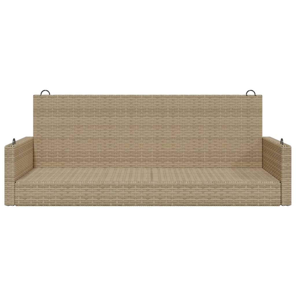 Beige Poly Rattan Swing Bench - 119x56x48 cm Outdoor Seat