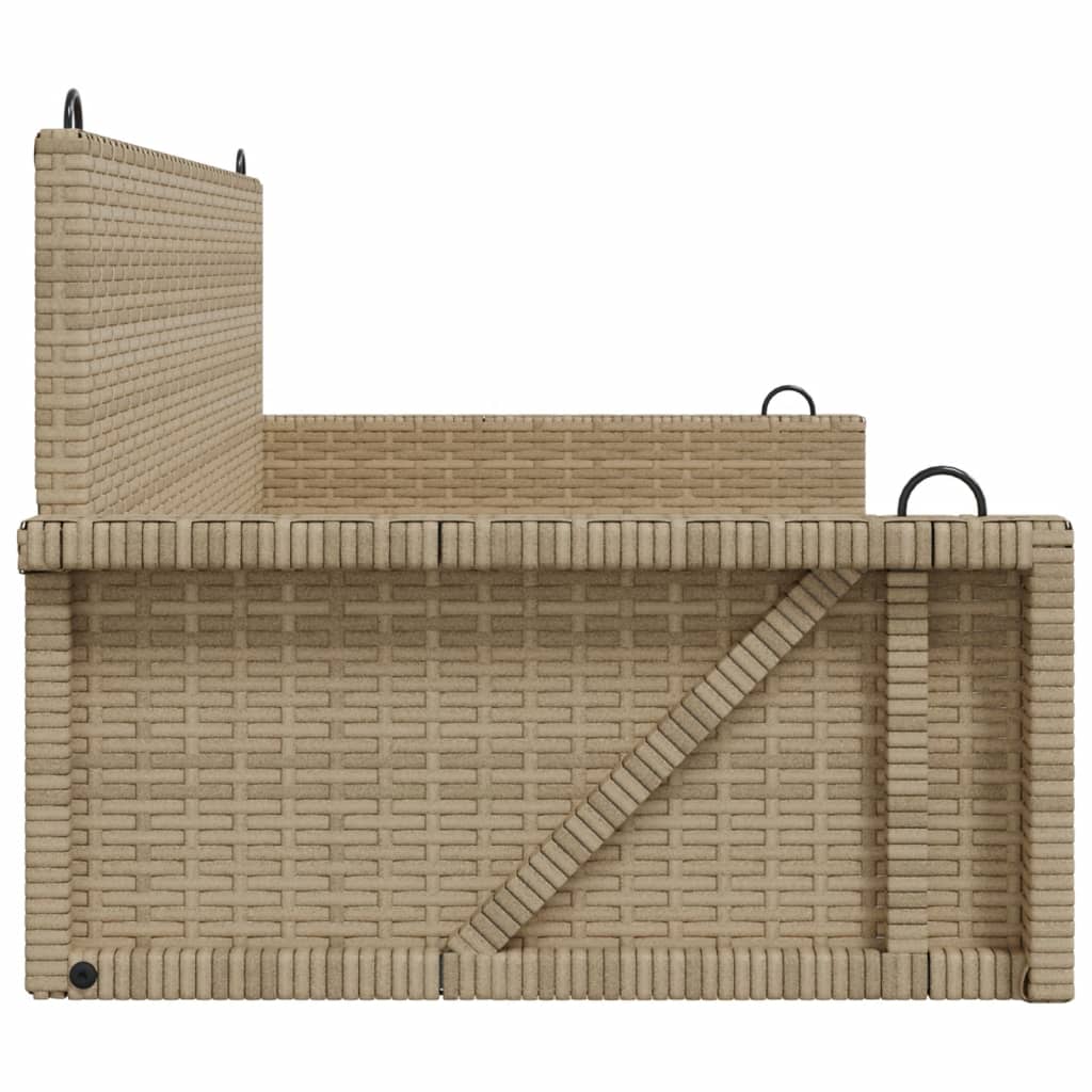 Beige Poly Rattan Swing Bench - 119x56x48 cm Outdoor Seat