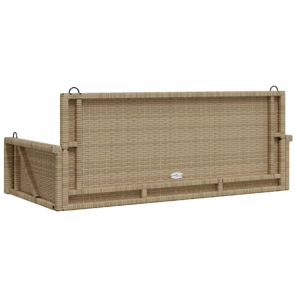 Beige Poly Rattan Swing Bench - 119x56x48 cm Outdoor Seat