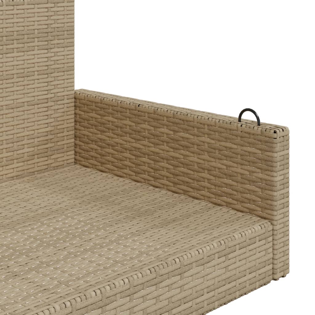 Beige Poly Rattan Swing Bench - 119x56x48 cm Outdoor Seat