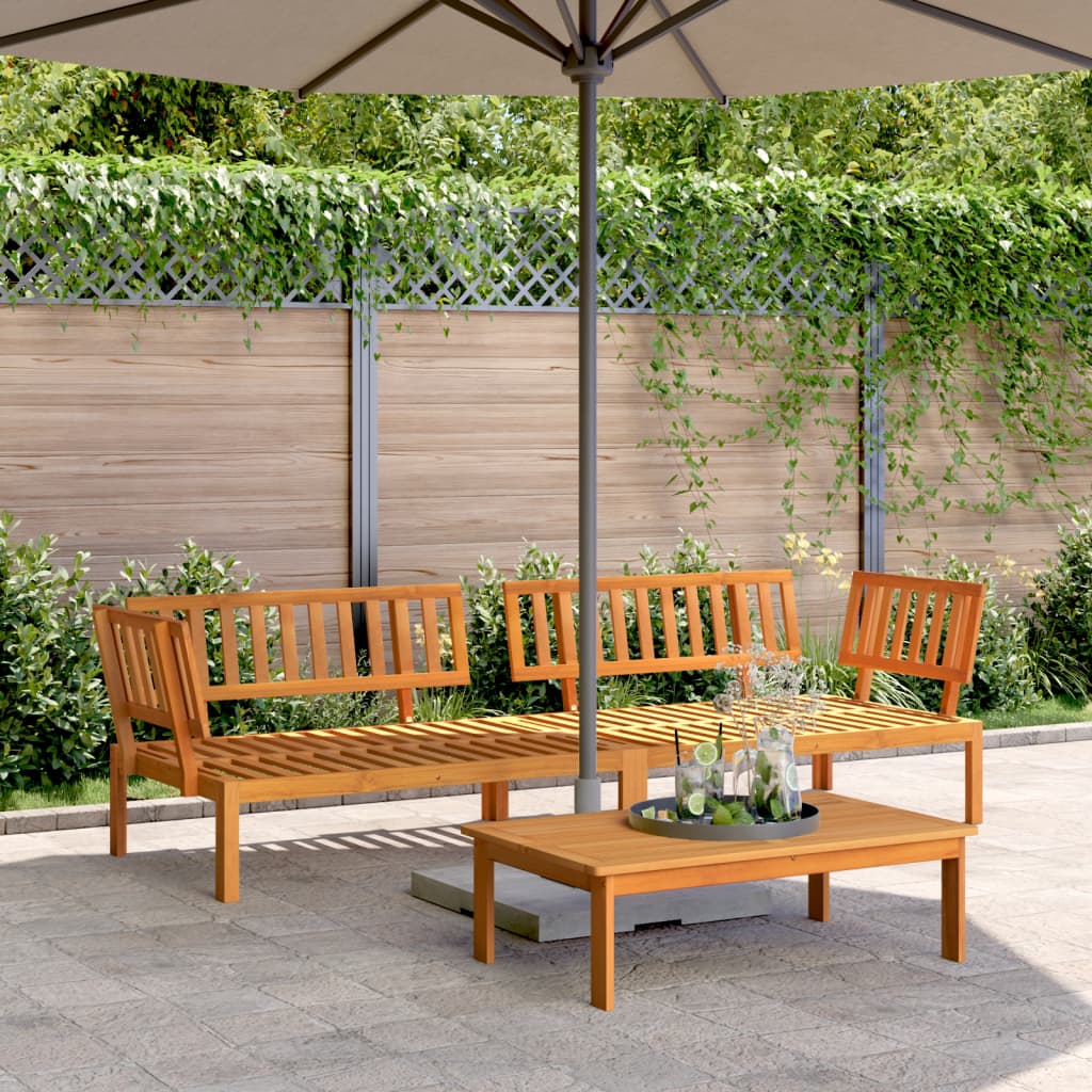 Solid Acacia Wood Garden Corner Sofas - Set of 2 Outdoor Furniture