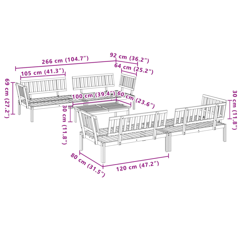 Solid Acacia Wood 5-Piece Garden Pallet Sofa Set - Outdoor Ready