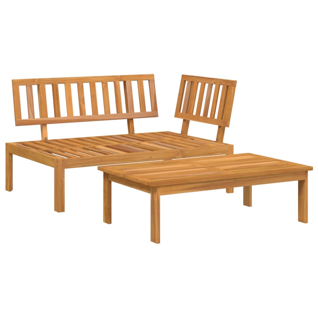 Solid Acacia Wood Garden Pallet Sofa Set - 2 Piece Outdoor Seating