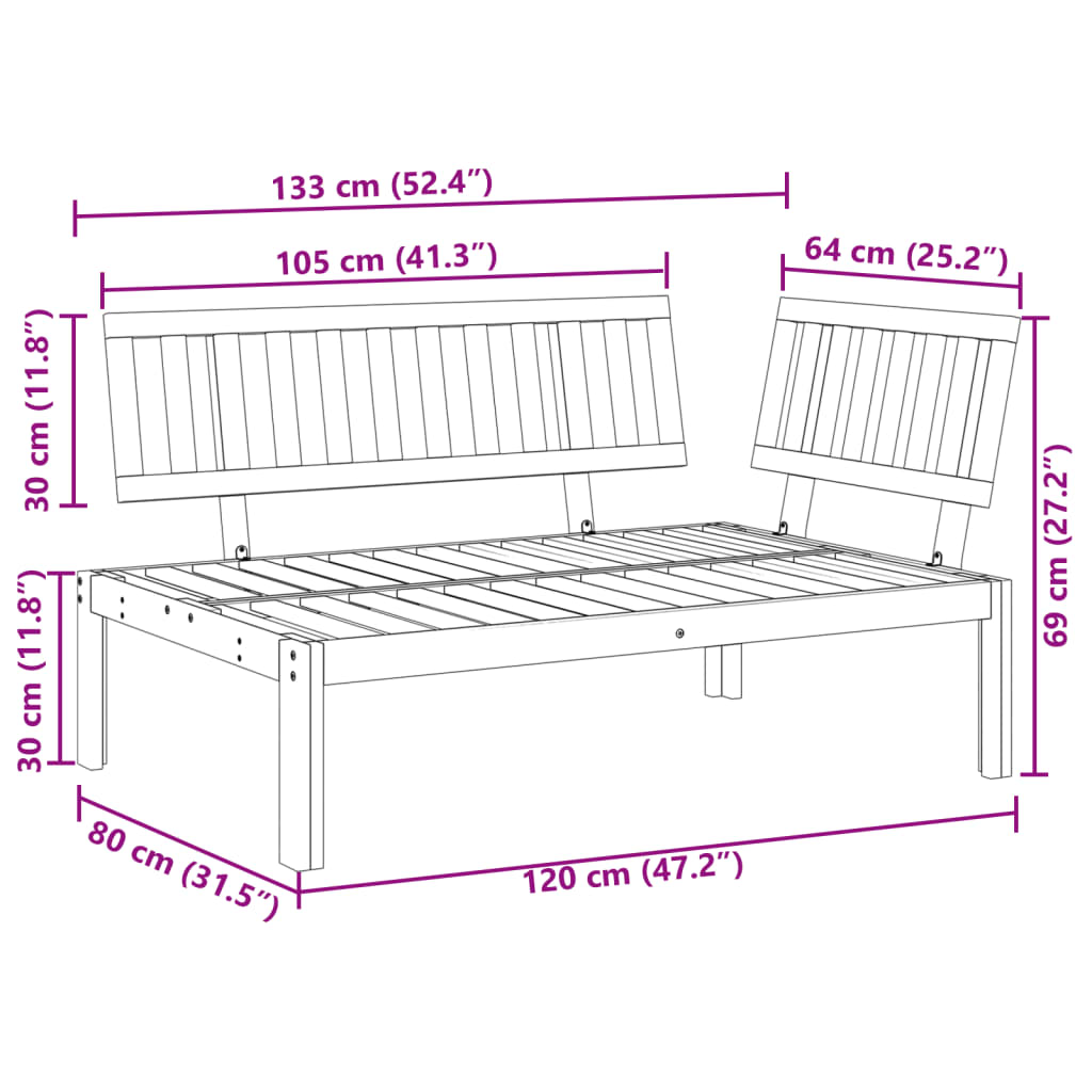 Solid Acacia Wood Garden Pallet Corner Sofa - Rustic Charm