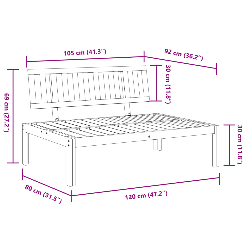 Acacia Wood Garden Pallet Sofa - Stylish Middle Seating