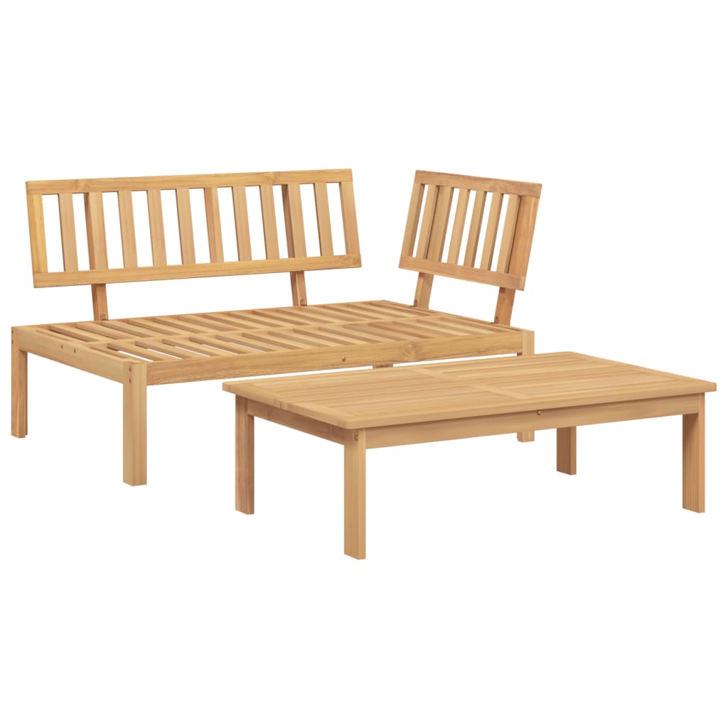 Solid Acacia Wood Garden Pallet Sofa Set - 2 Piece Outdoor Furniture