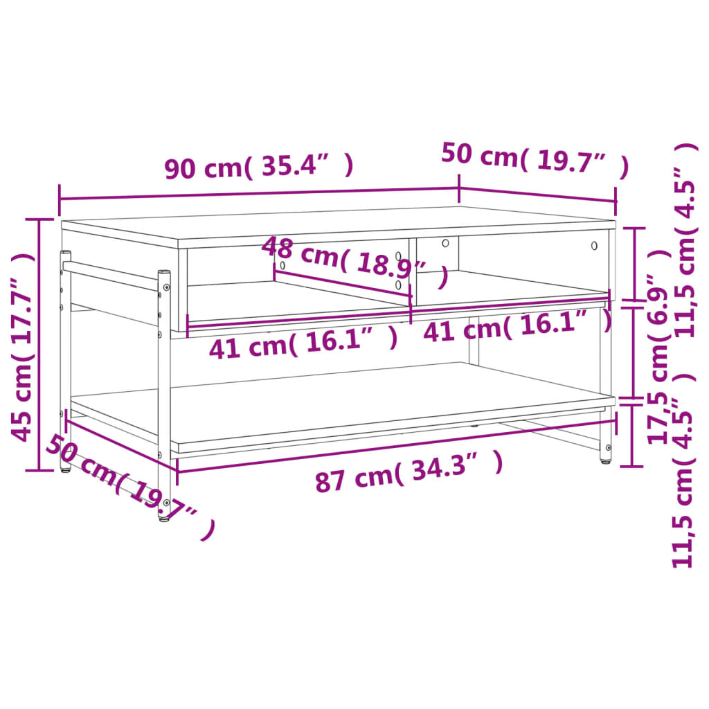 Coffee Table Sonoma Oak 90x50x45 cm Engineered Wood